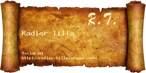 Radler Tilla névjegykártya